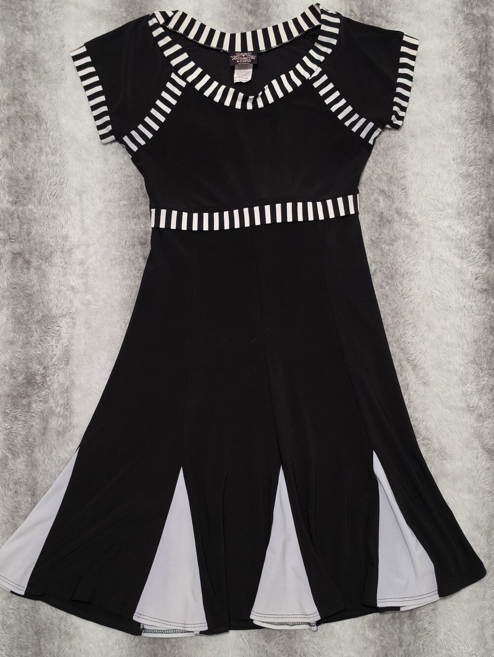 Alt Goth Black White Striped 90s Scene Mini Dress Cupid & Comet Medium